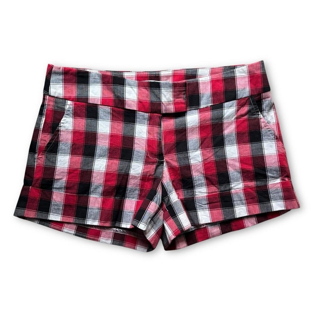 Y2K Necessary Objects Red Black Plaid Shorts